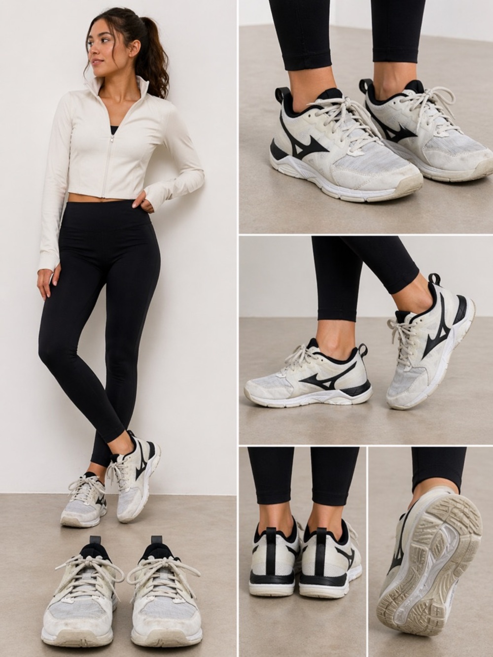 Mizuno Women’s Volleyball Shoes Size 6 White Black Indoor Court Sneakers